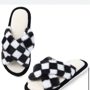 Checkered Black and White crossover  Slippers